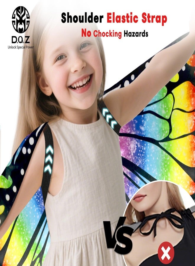 D.Q.Z Double-Sided Fairy Butterfly-Wings Costume for Girls Kids Dress-Up Halloween Costumes Mask Headband as Gifts (Rainbow) - Image 5